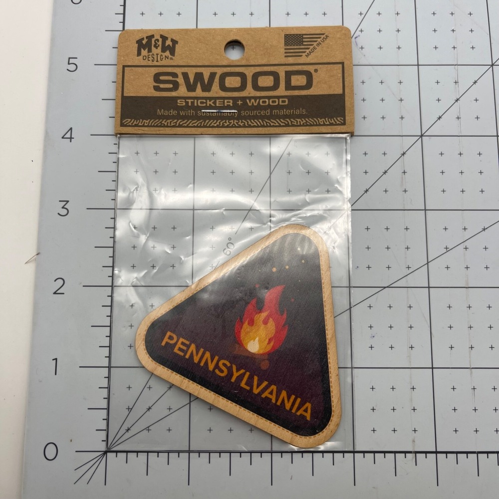 Metal and Wood Co‎ Wood Sticker Travel Swood Pennsylvania PA Camp Fire
